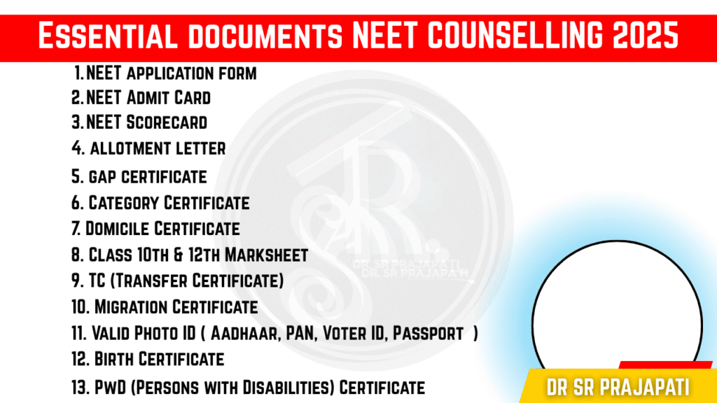 NEET Counselling 2025 Required Documents